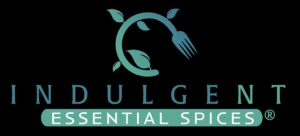 Logo with a fork and leaves symbolizing essential spices.